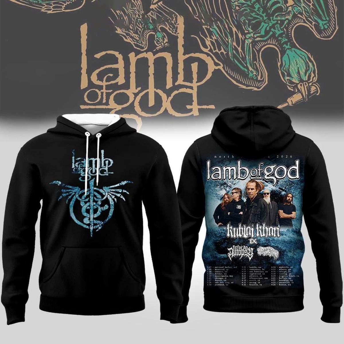 Lamb Of God Tour With Kublai Khan Tx Tee Hoodie