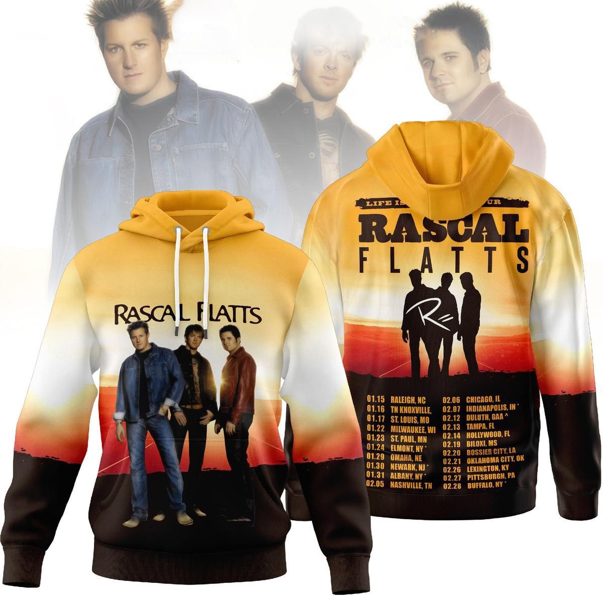 Rascal Flatts Life Is A Highway Tour Tee Hoodie