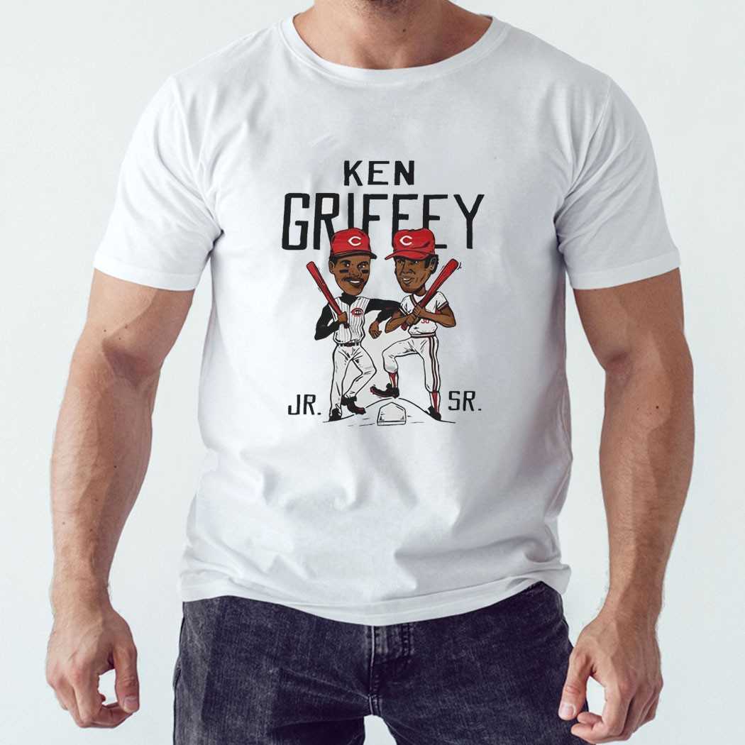 Ken Griffey Father And Son Cincinnati Reds Caricatures Tee