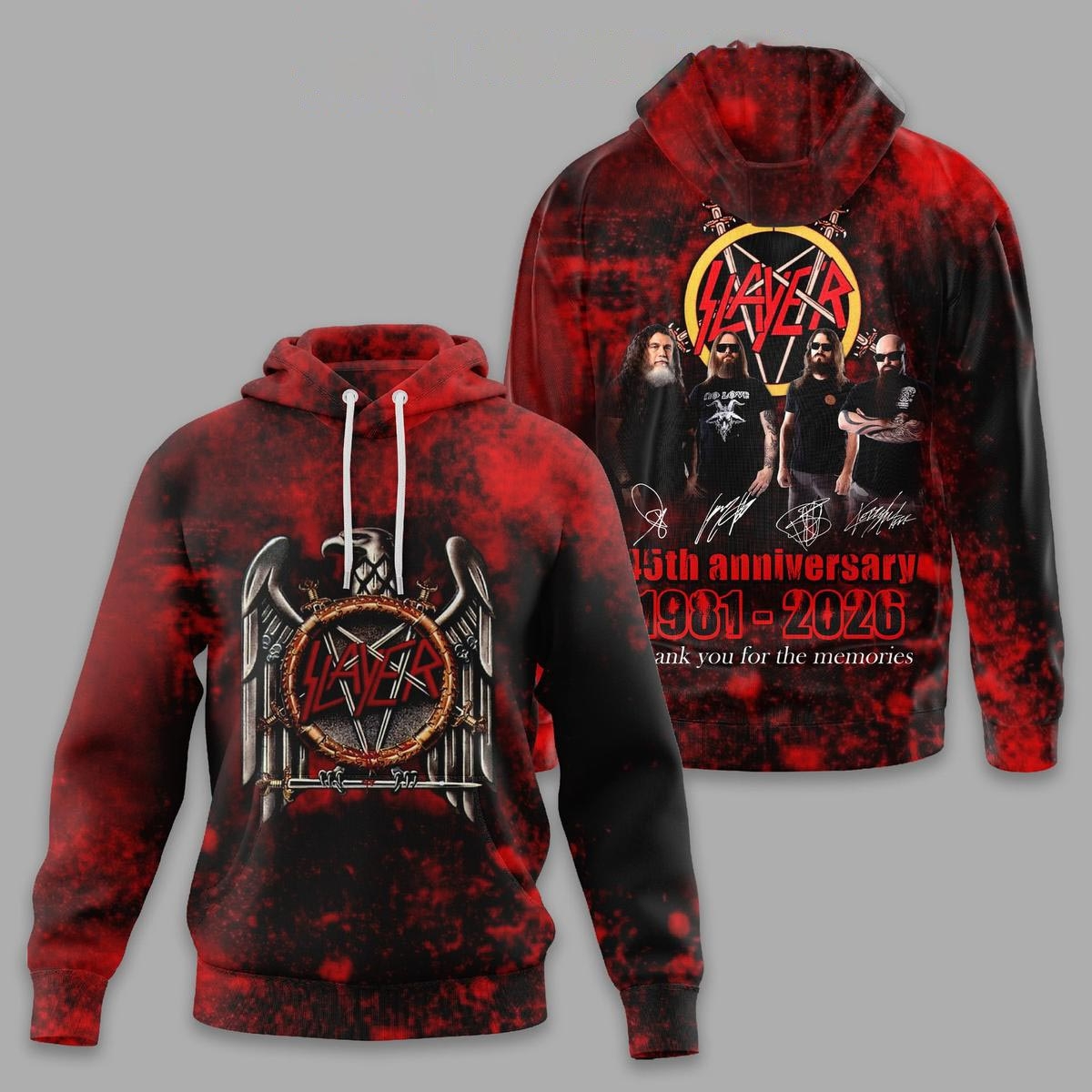 Slayer 45th Anniversary 1981 2026 Memories Tee Hoodie