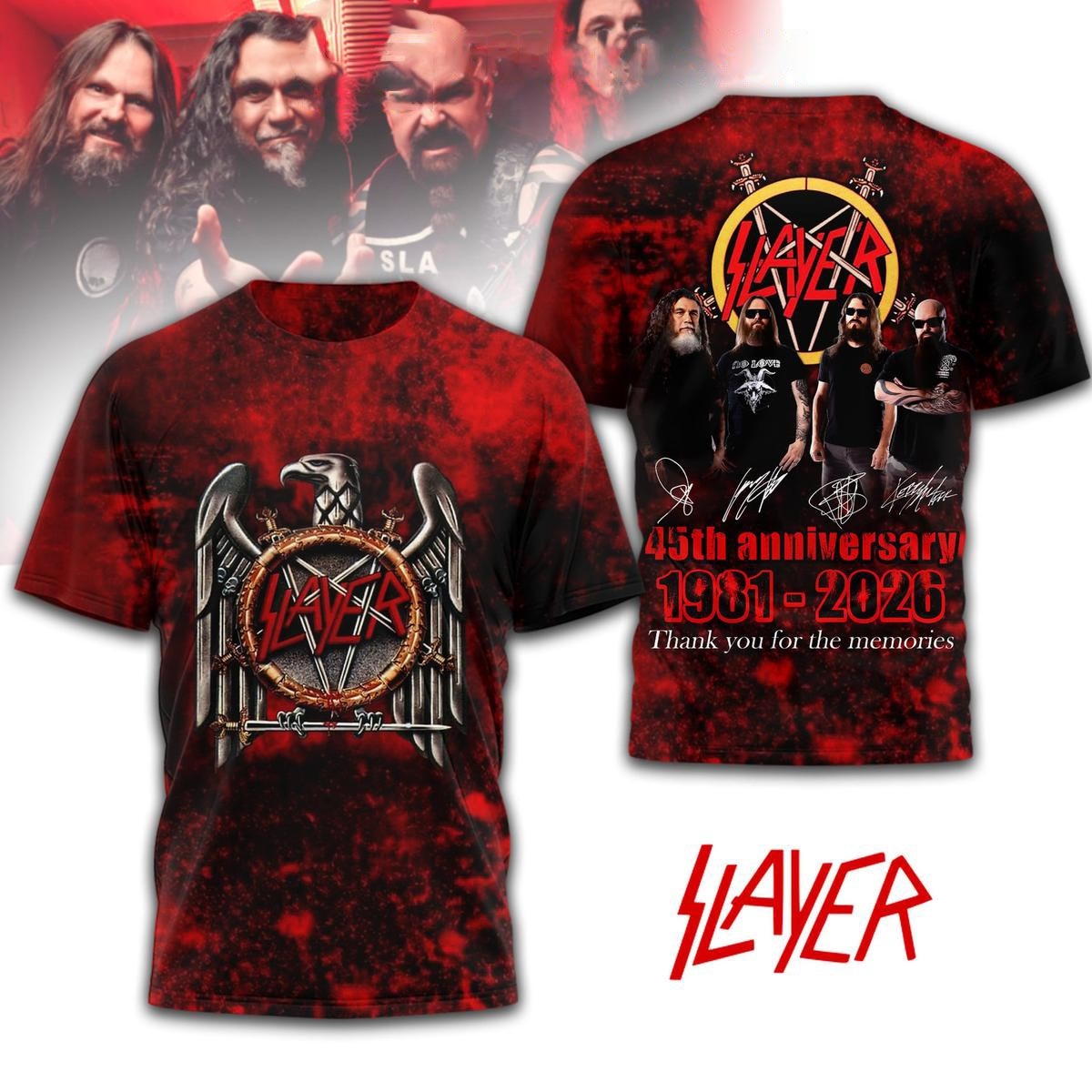 Slayer 45th Anniversary 1981 2026 Memories Tee Hoodie Slayer 45th Anniversary 1981 2026 Memories Tee Hoodie