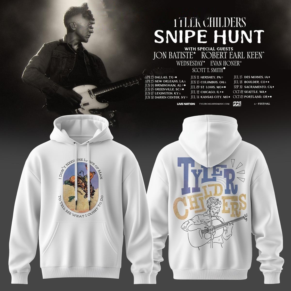 Tyler Childers 2026 Tour Snipe Hunt Tee Hoodie