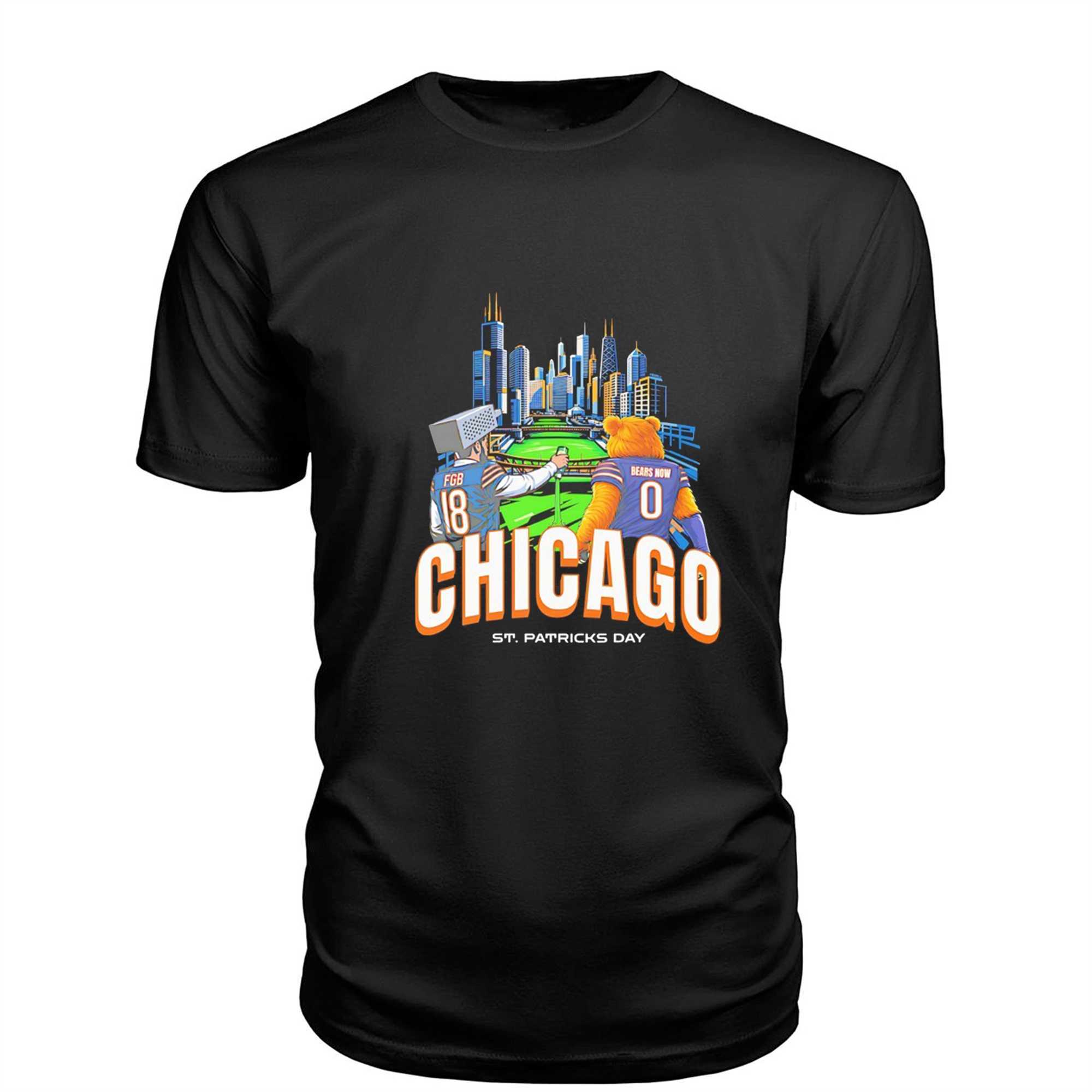Caleb Williams And Bear Chicago Bears St Patricks Day Tee