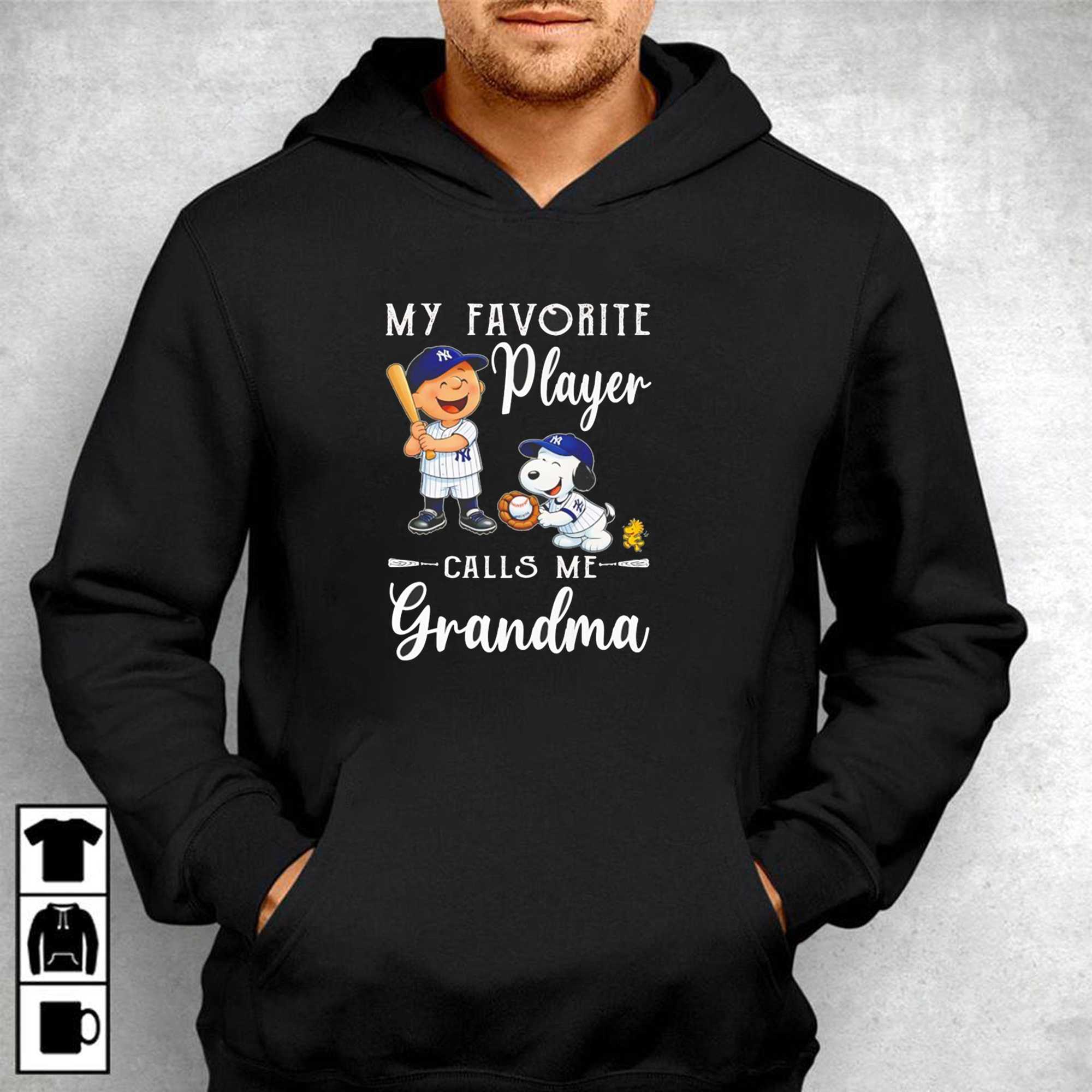 Charlie Brown And Snoopy X New York Yankees My Favorite Player Calls Me Grandma Tee