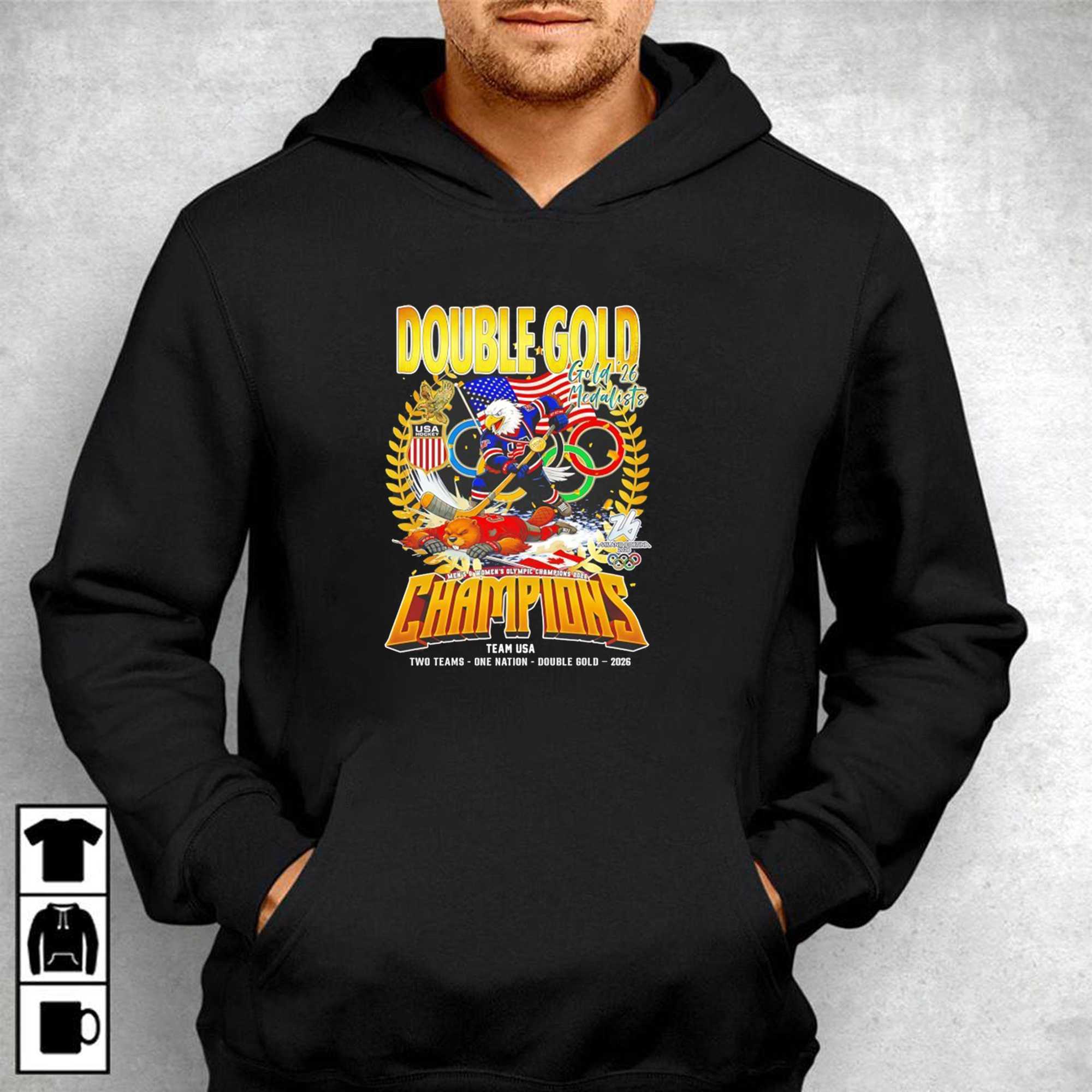 Double Gold 2026 Medalists Champions Team Usa Two Team One Nation Tee