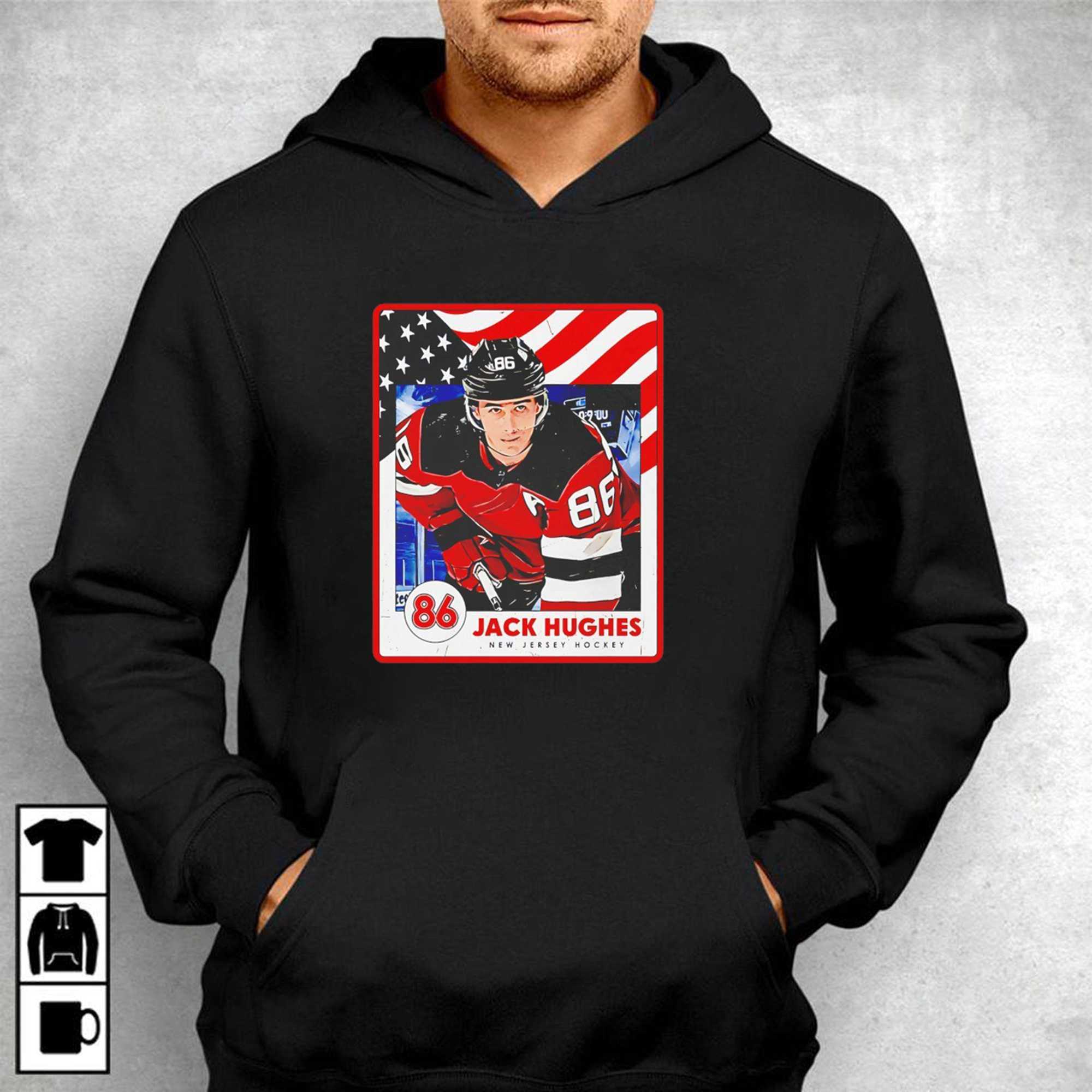 Jack Hughes New Jersey Goggles Big Face Head Tee