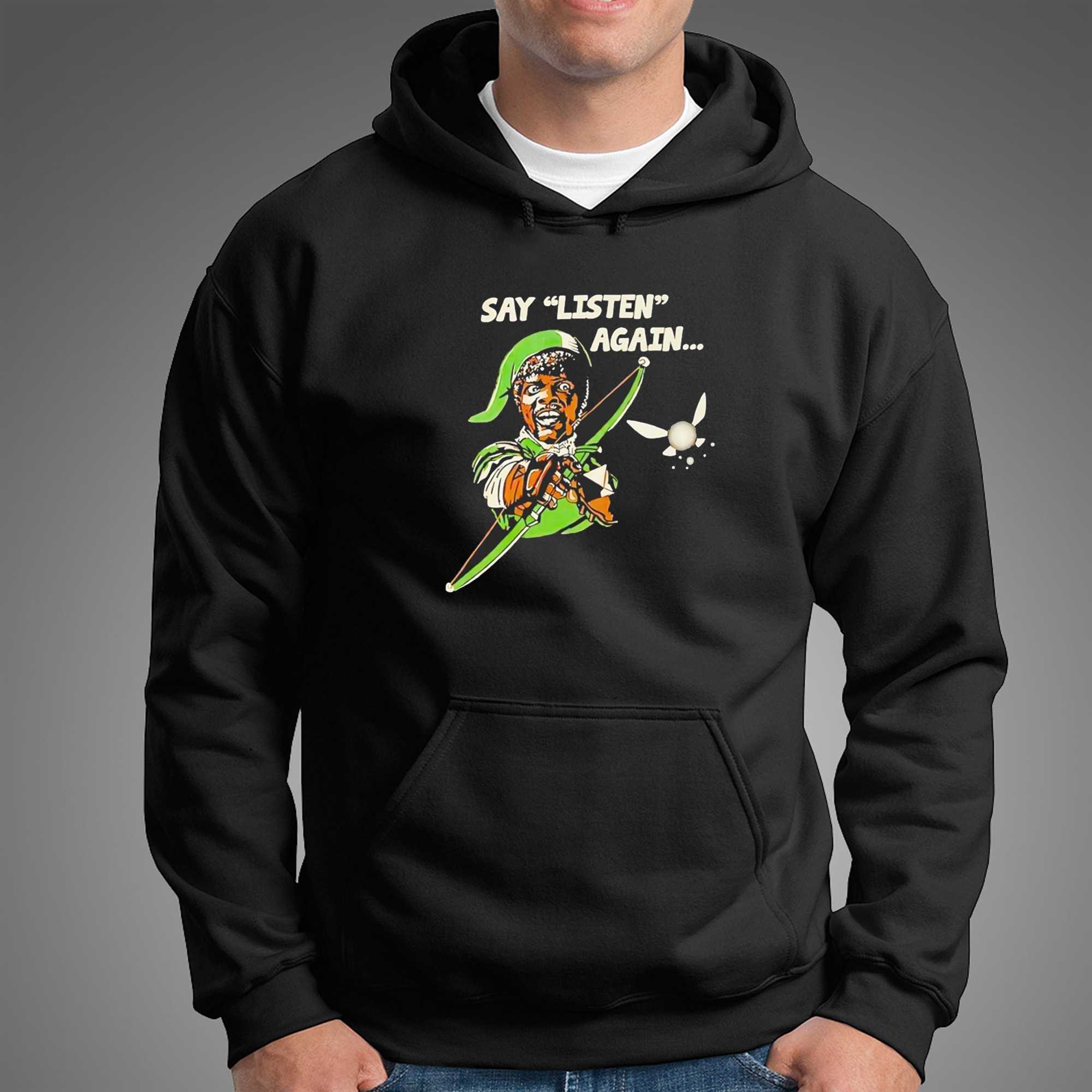 Jules Winnfield The Legend Of Zelda Say Listen Again Tee Jules Winnfield The Legend Of Zelda Say Listen Again Tee