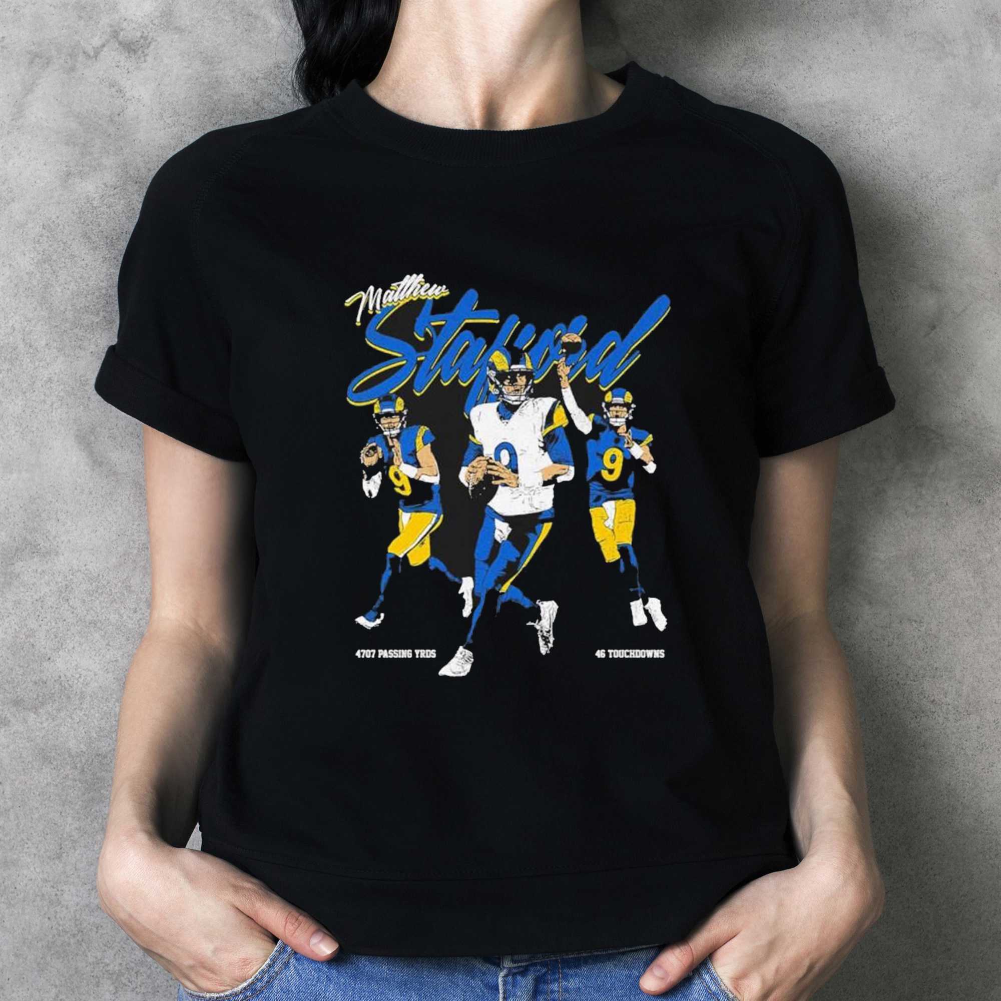 La Rams Matthew Stafford Signature Mvp T-shirt La Rams Matthew Stafford Signature Mvp T-shirt