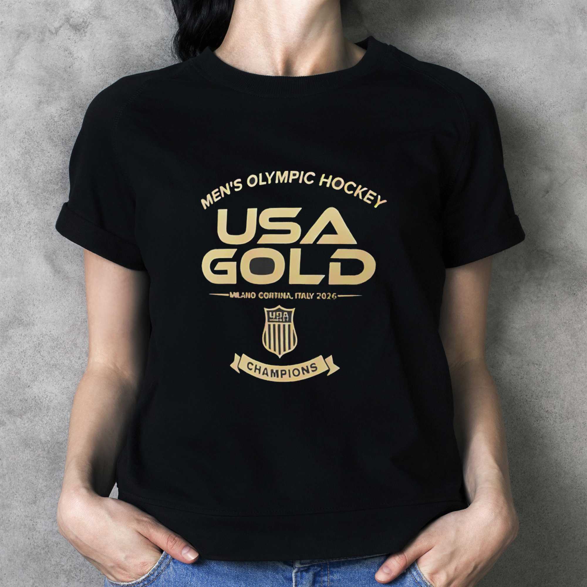 Mens Olympic Hockey Usa Gold Champions 2026 Tee Mens Olympic Hockey Usa Gold Champions 2026 Tee