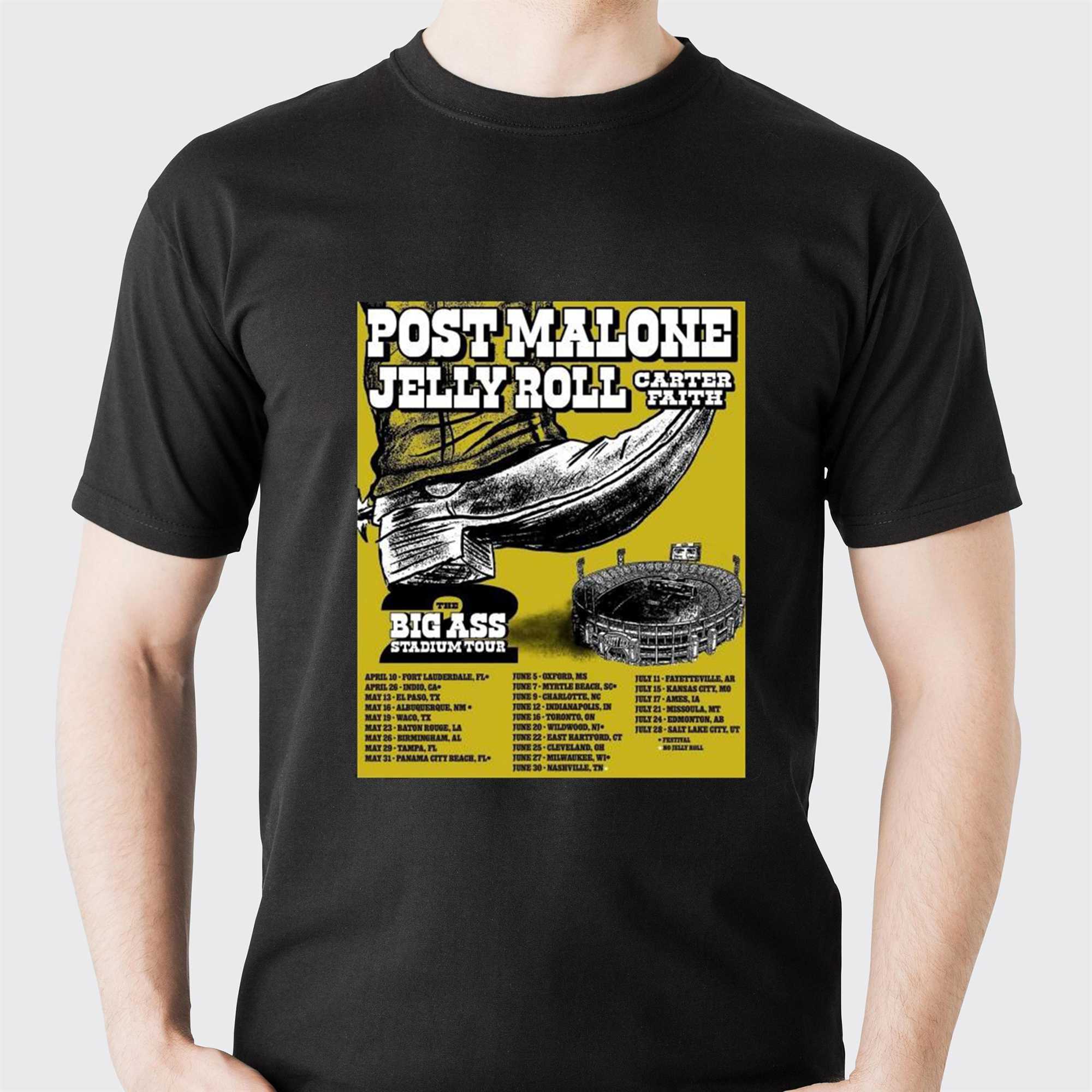 Post Malone Jelly Roll Carter Faith The Big Ass Stadium Tour 2026 Poster Limited Shirt Post Malone Jelly Roll Carter Faith The Big Ass Stadium Tour 2026 Poster Limited Shirt