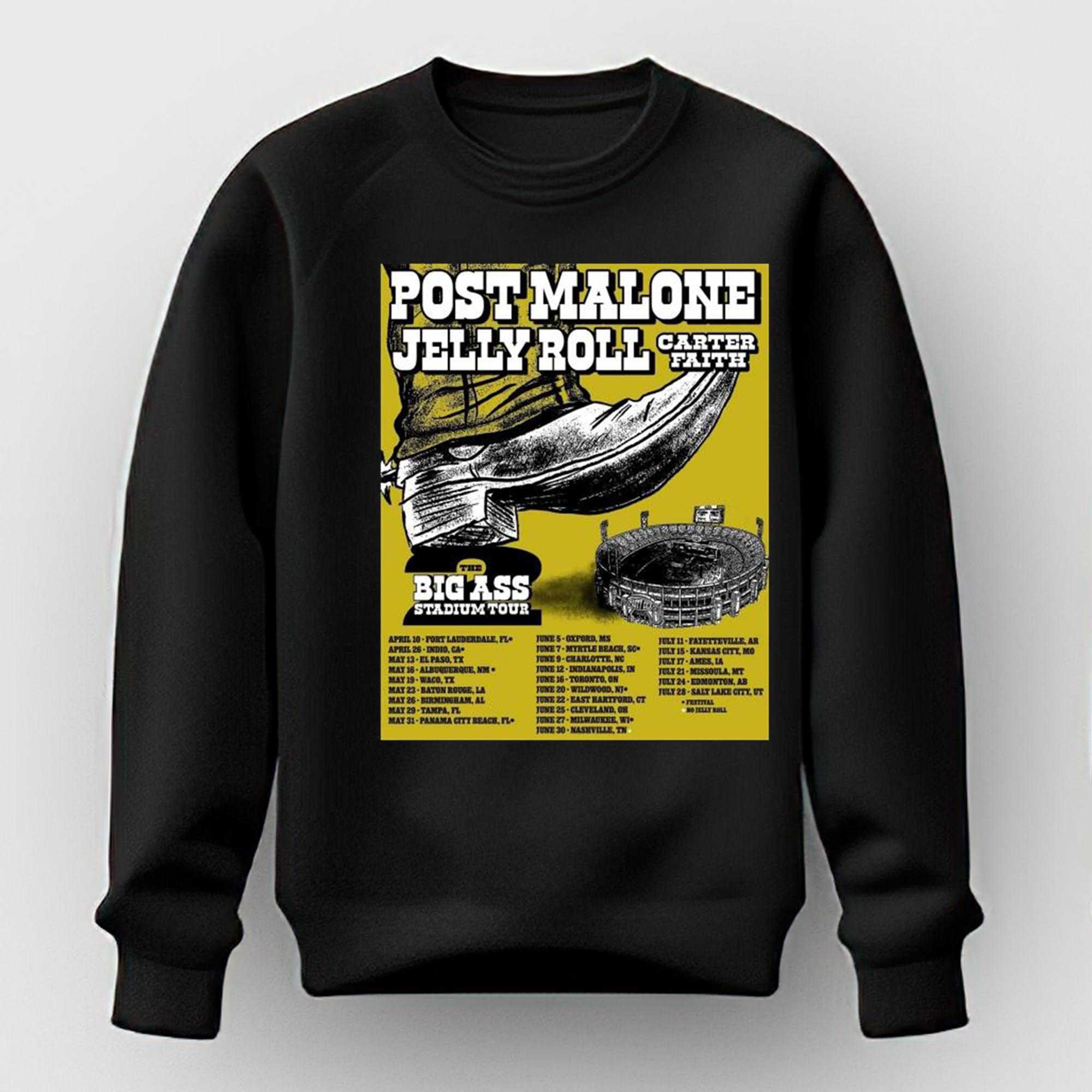 Post Malone Jelly Roll Carter Faith The Big Ass Stadium Tour 2026 Poster Limited Shirt Post Malone Jelly Roll Carter Faith The Big Ass Stadium Tour 2026 Poster Limited Shirt