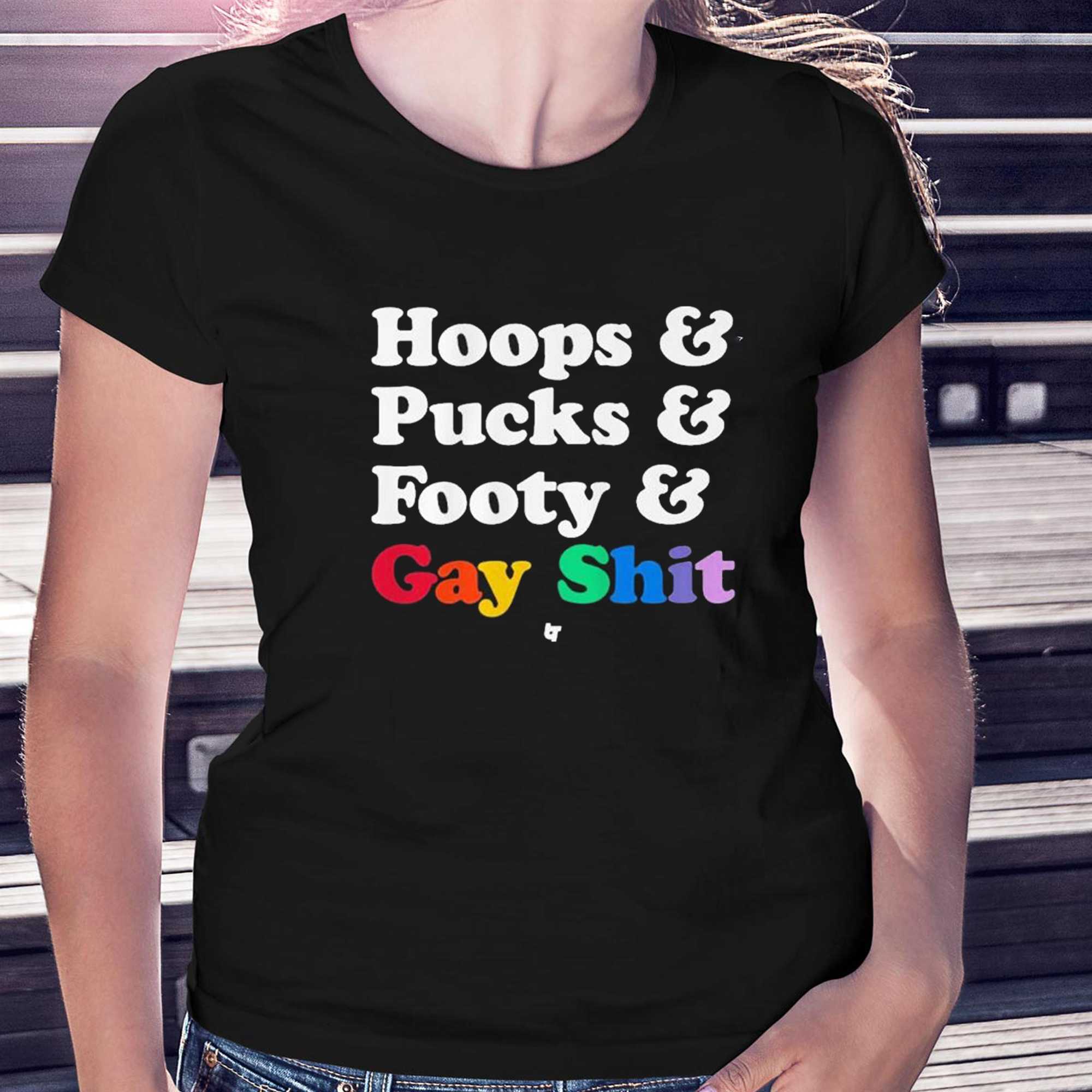 Sarah Spain Hoops Pucks Footy Gay Shit Tee Sarah Spain Hoops Pucks Footy Gay Shit Tee