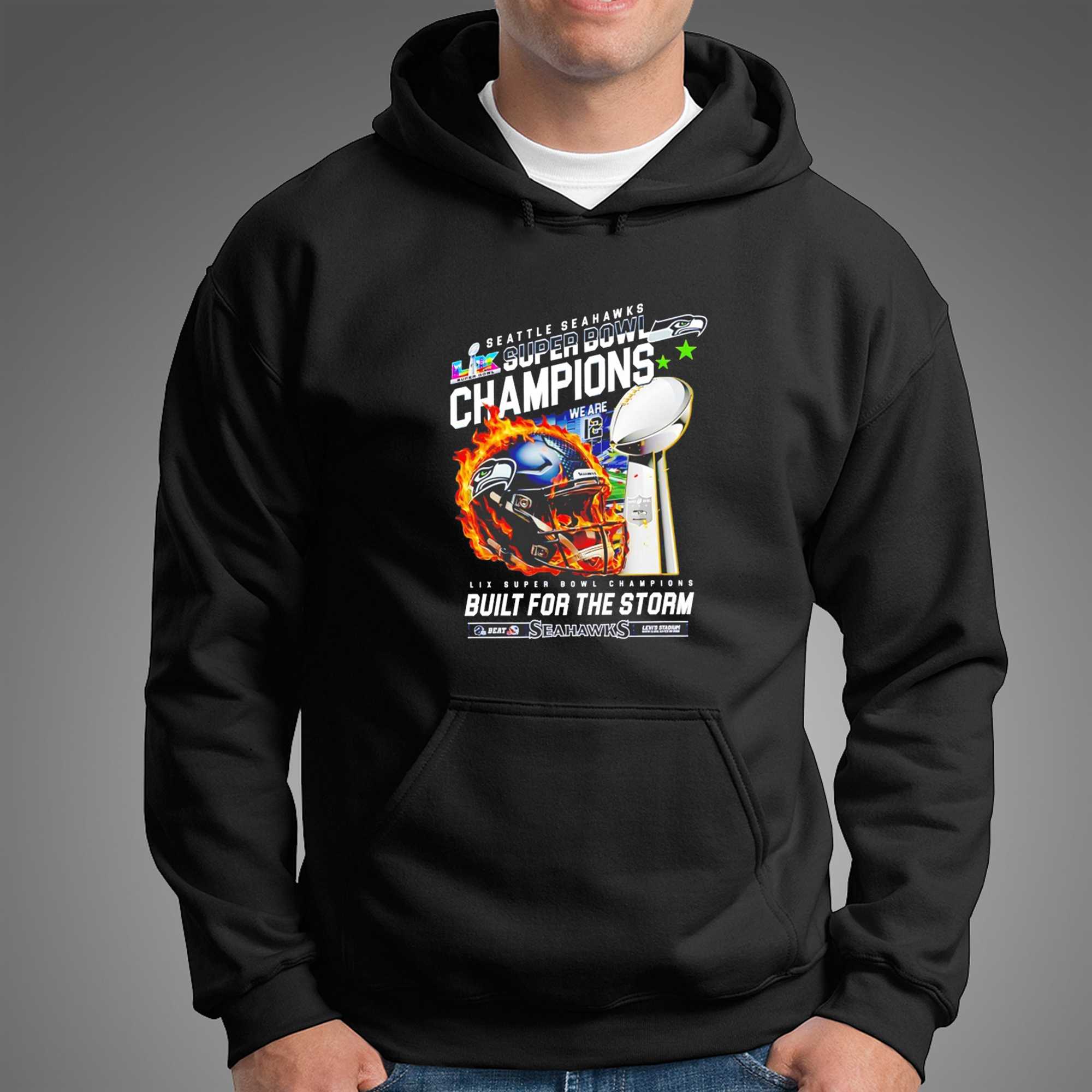 Seattle Seahawks Lix Super Bowl Champions Built For The Storm We Are 12 Tee