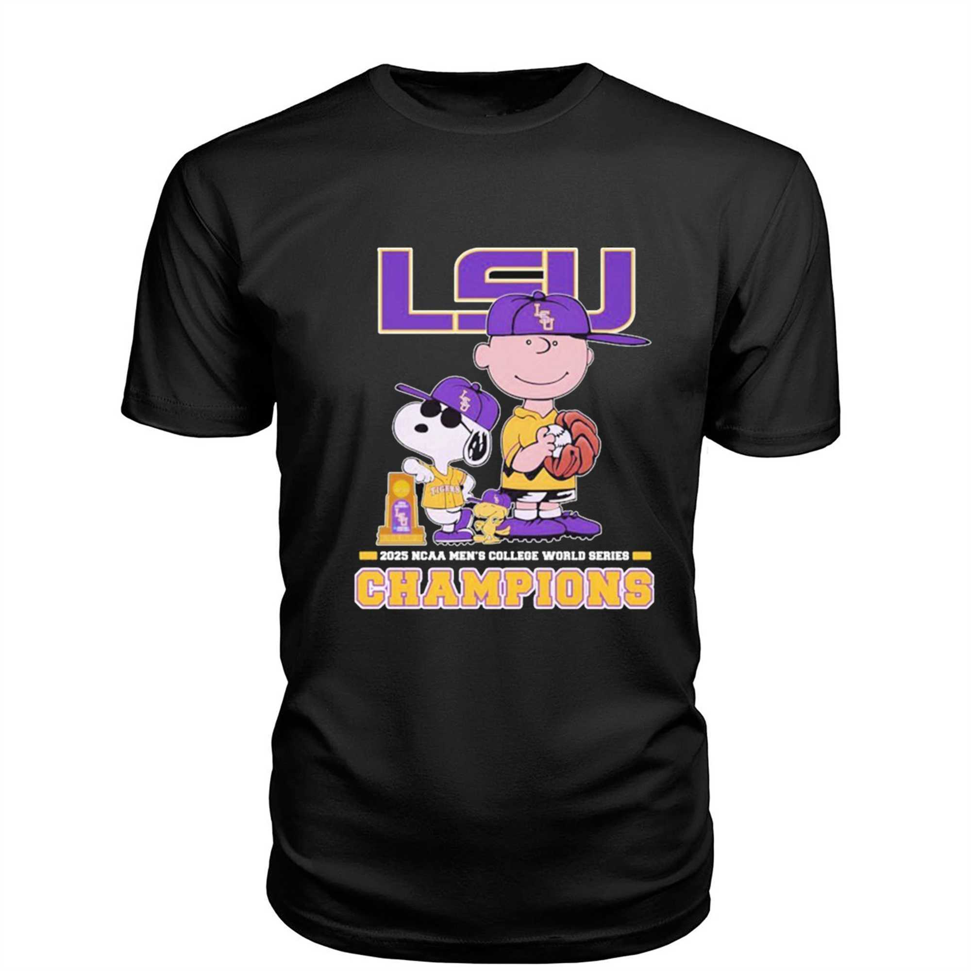 Snoopy Woodstock And Charlie Brown The Peanuts Lsu Tigers 2025 Ncaa Baseball Mens College World Series Champions Shirt Snoopy Woodstock And Charlie Brown The Peanuts Lsu Tigers 2025 Ncaa Baseball Mens College World Series Champions Shirt