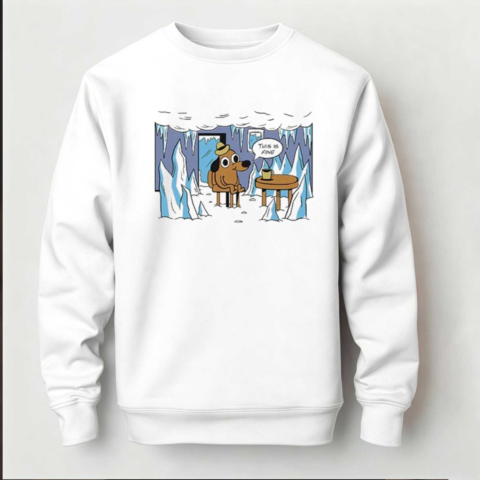 This Is Fine Everything Is Frozen Dog Shirt This Is Fine Everything Is Frozen Dog Shirt