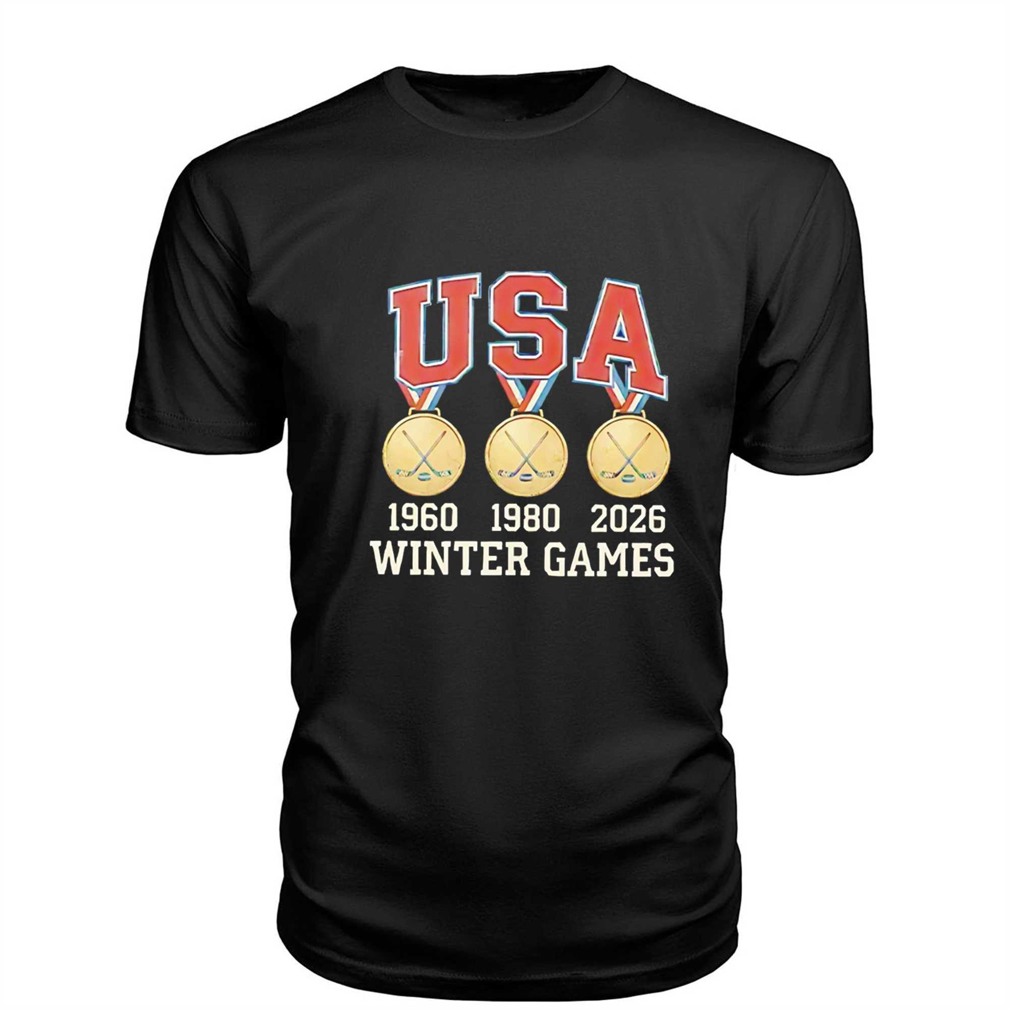 Usa Hockey Miracle On Ice 1980 1960 2026 Gold Medals Tee
