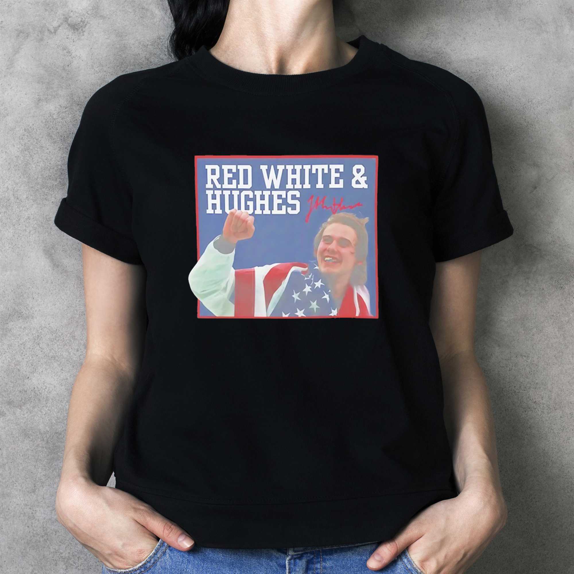Usa Hockey Red White And Hughes Tee Usa Hockey Red White And Hughes Tee