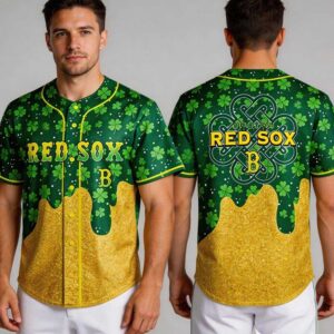 2026 Boston Red Sox St Patricks Day Lucky Gold Drip Jersey