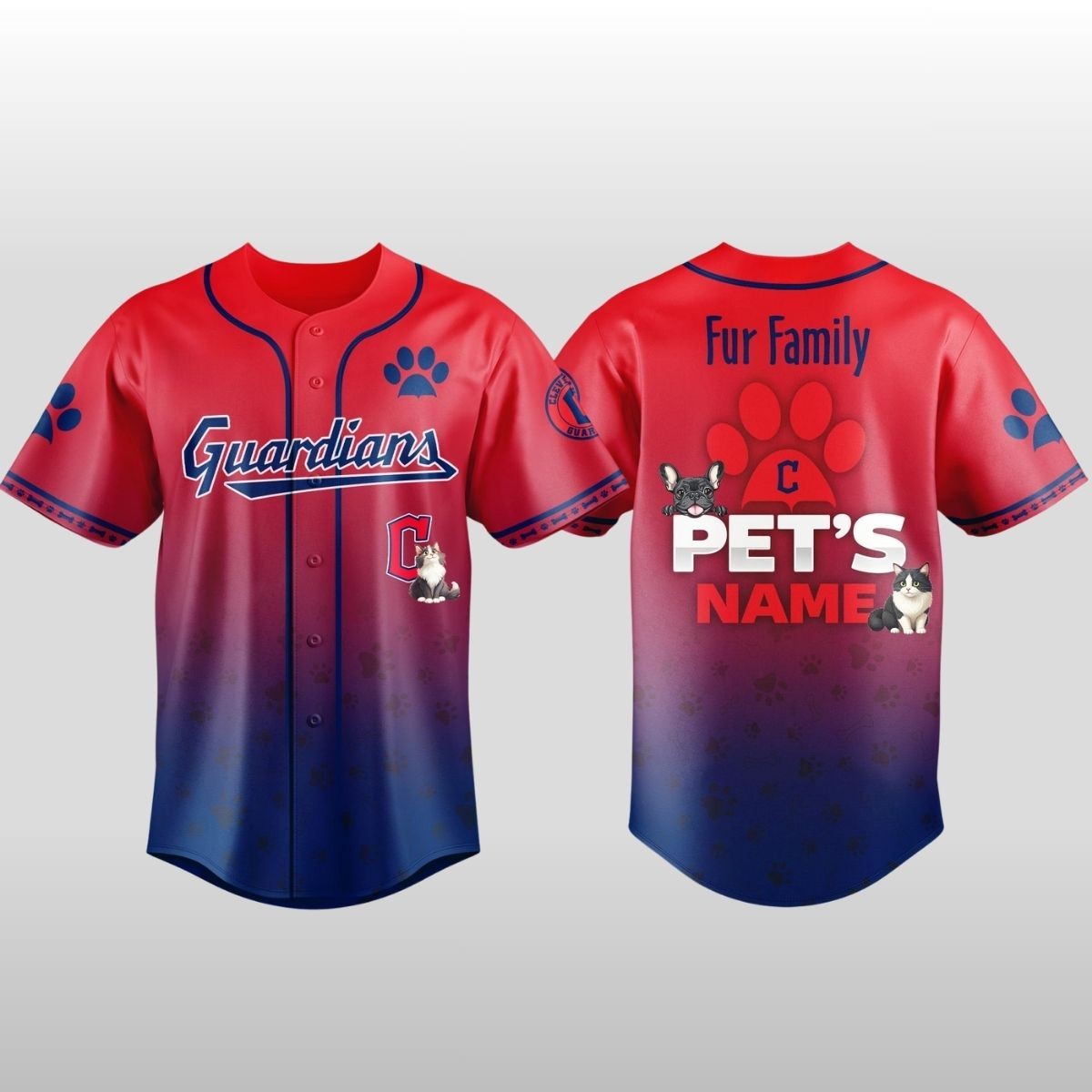 2026 Guardians Fur Family Pet Game Night Baseball Jersey