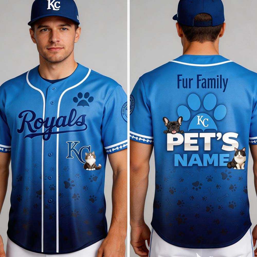 2026 KC Royals Fur Family Pet Game Night Baseball Jersey