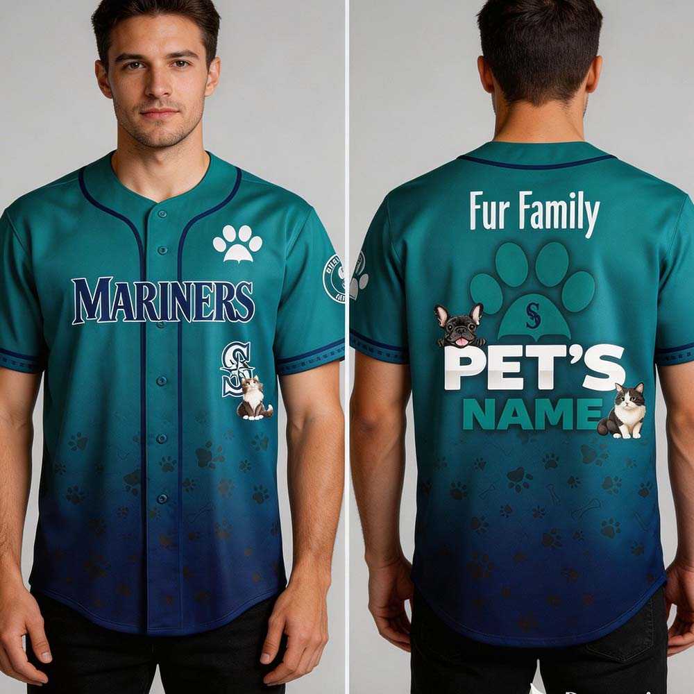 2026 Mariners Fur Family Pet Game Night Baseball Jersey