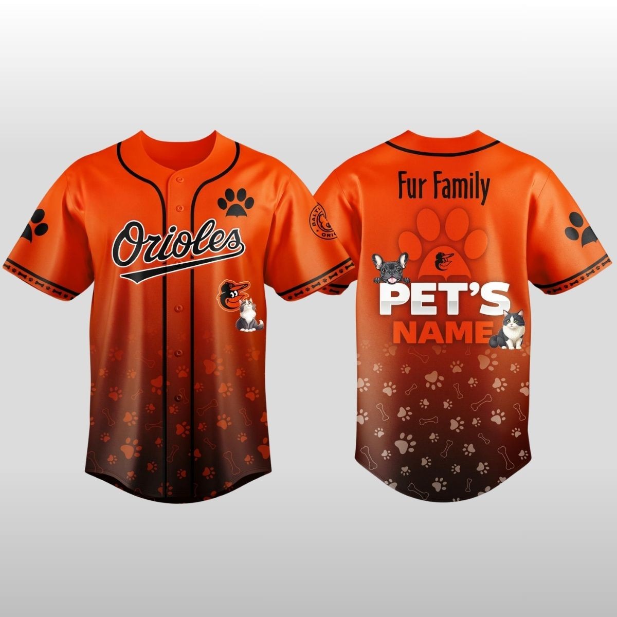 2026 Orioles Fur Family Pet Game Night Baseball Jersey
