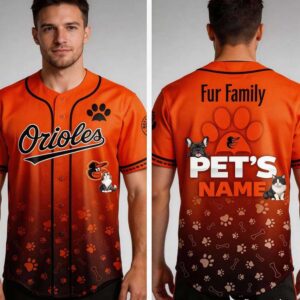 2026 Orioles Fur Family Pet Game Night Baseball Jersey