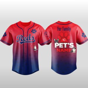2026 Reds Fur Family Pet Game Night Baseball Jersey