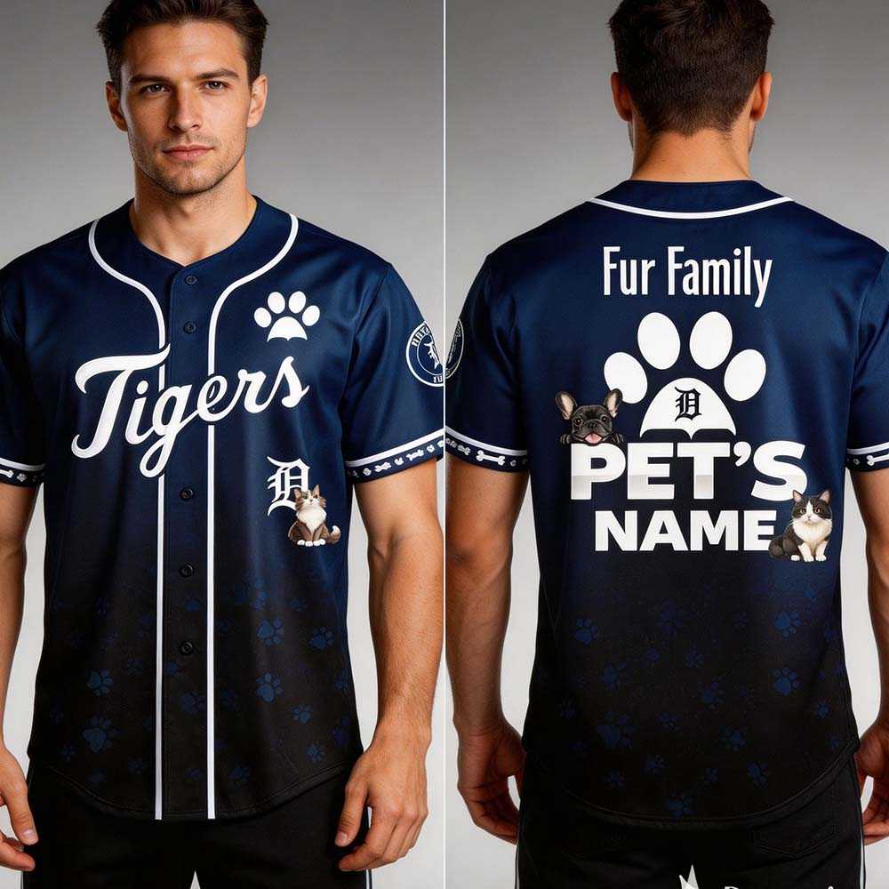 2026 Tigers Fur Family Pet Game Night Baseball Jersey