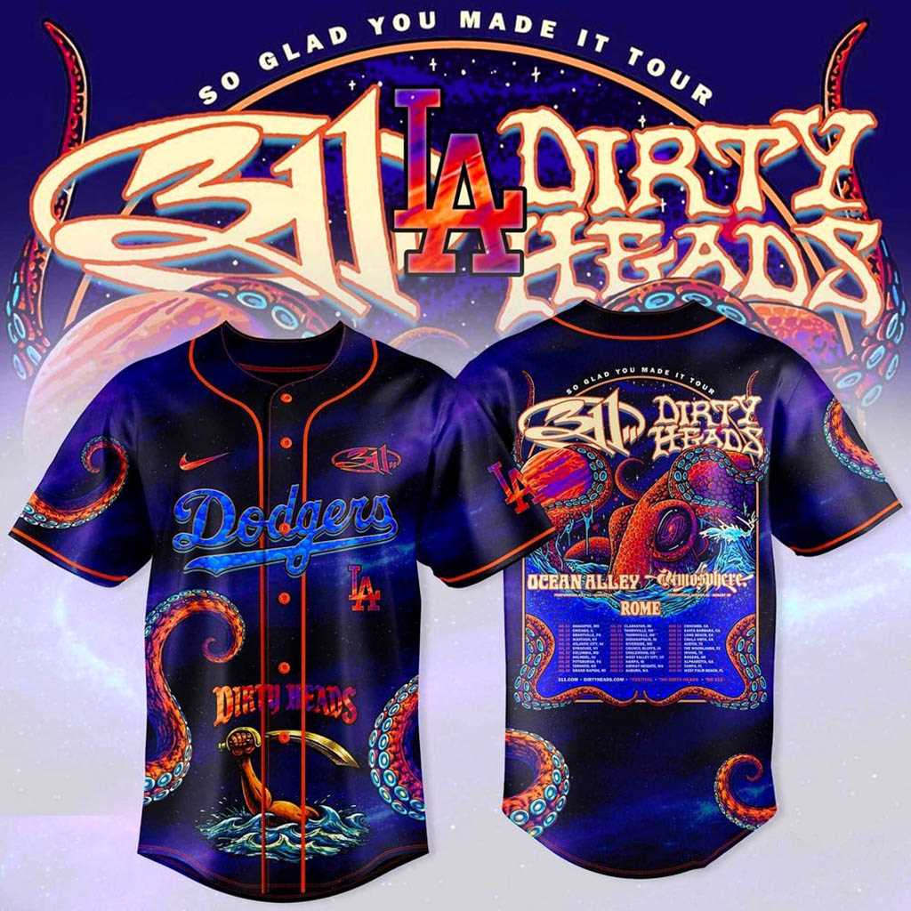 Los Angeles Dodgers Dirty Heads 2026 Tour Exclusive Baseball Jersey Los Angeles Dodgers Dirty Heads 2026 Tour Exclusive Baseball Jersey