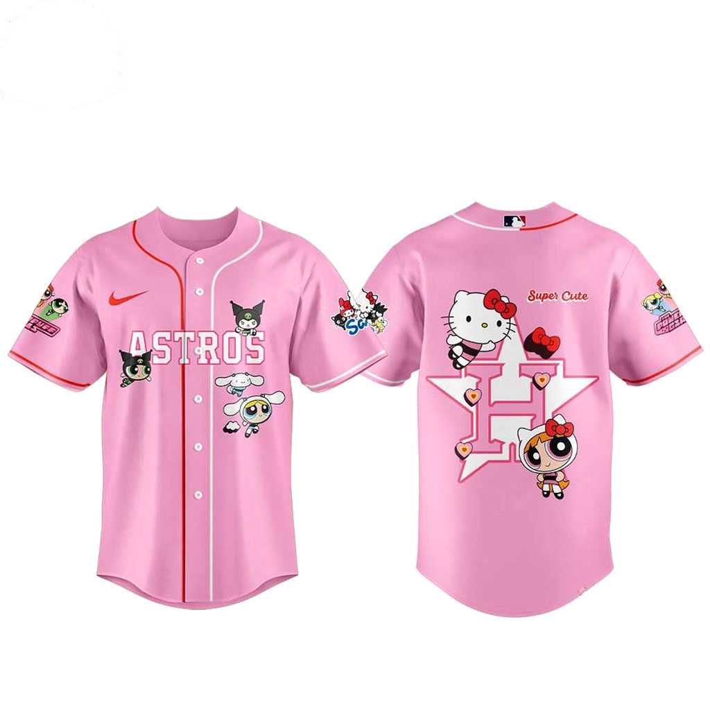 Houston Astros The Powerpuff Girls 2026 ft Hello Kitty Baseball Jersey Houston Astros The Powerpuff Girls 2026 ft Hello Kitty Baseball Jersey