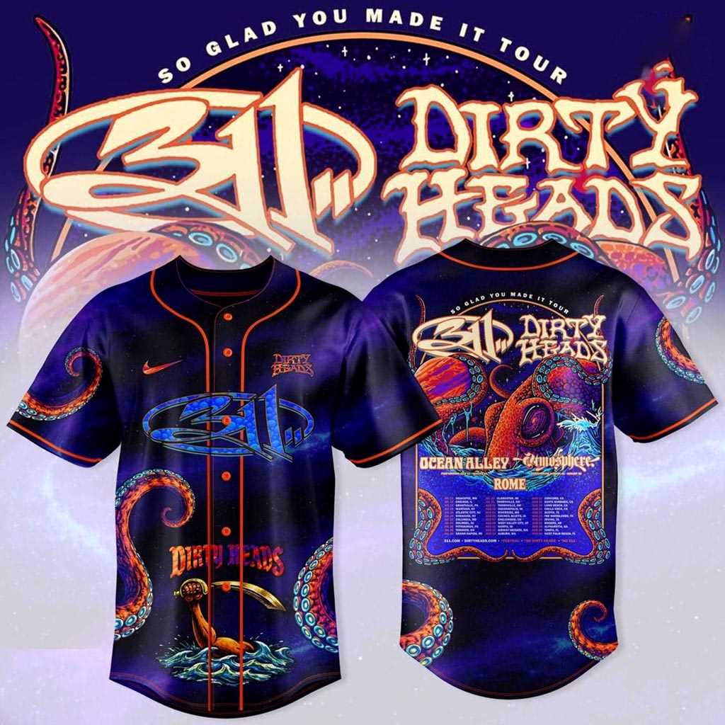 311 Dirty Heads Tour 2026 Baseball Jersey 311 Dirty Heads Tour 2026 Baseball Jersey