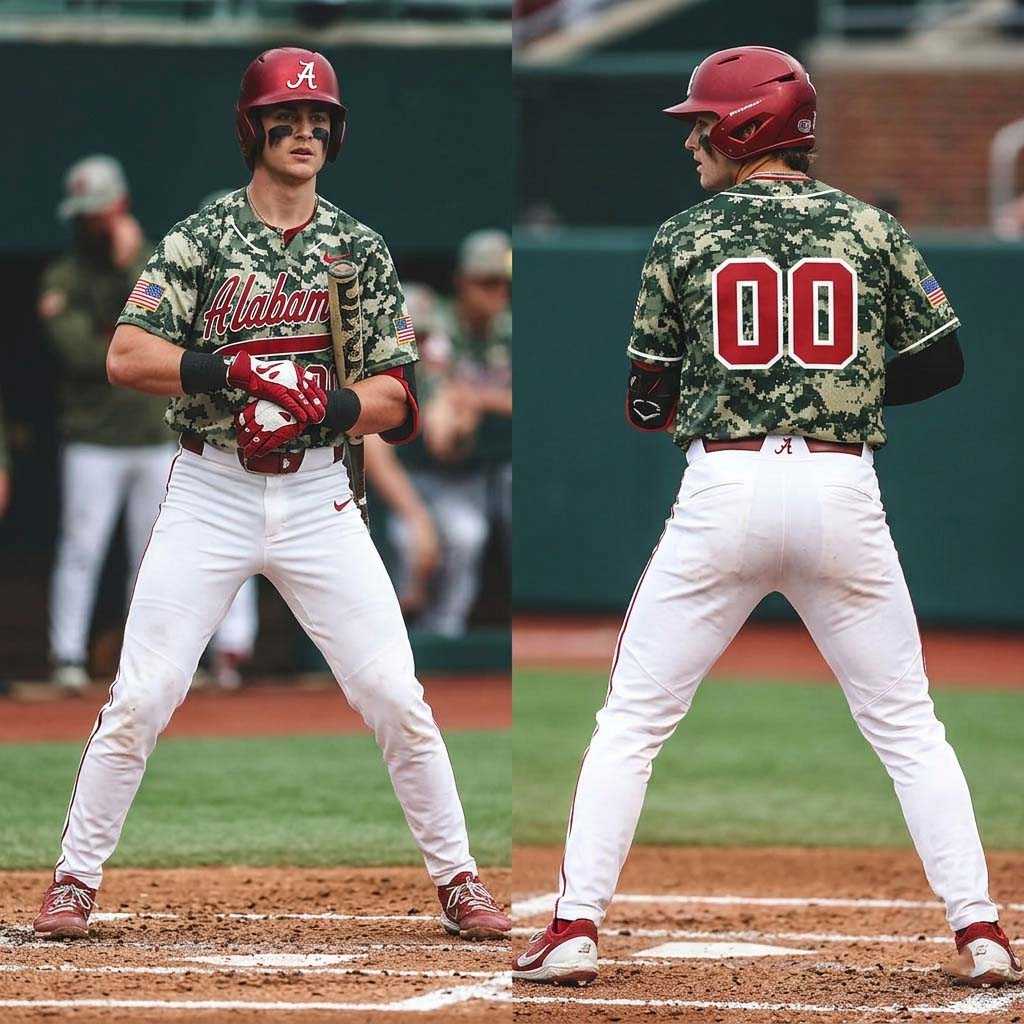 Alabama Crimson Tide Military Style Baseball Jersey