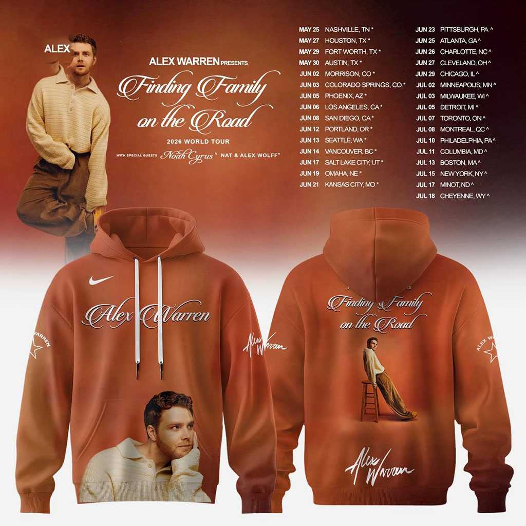 Alex Warren Finding Family on the Road 2026 Hoodie Tee Alex Warren Finding Family on the Road 2026 Hoodie Tee
