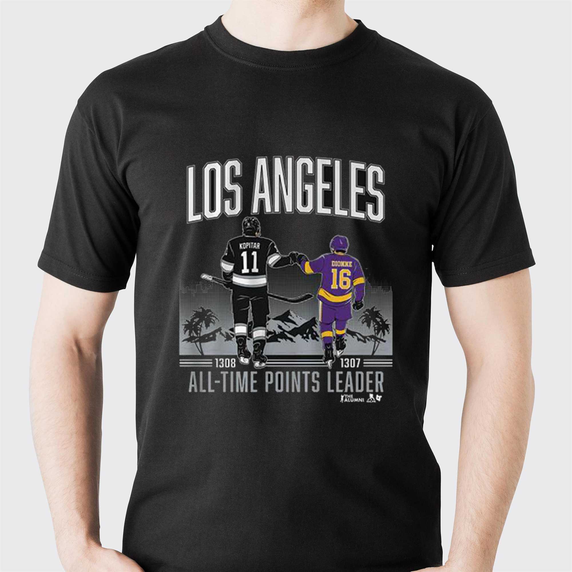 Anze Kopitar and Marcel Dionne Los Angeles All Time Points Leader Shirt