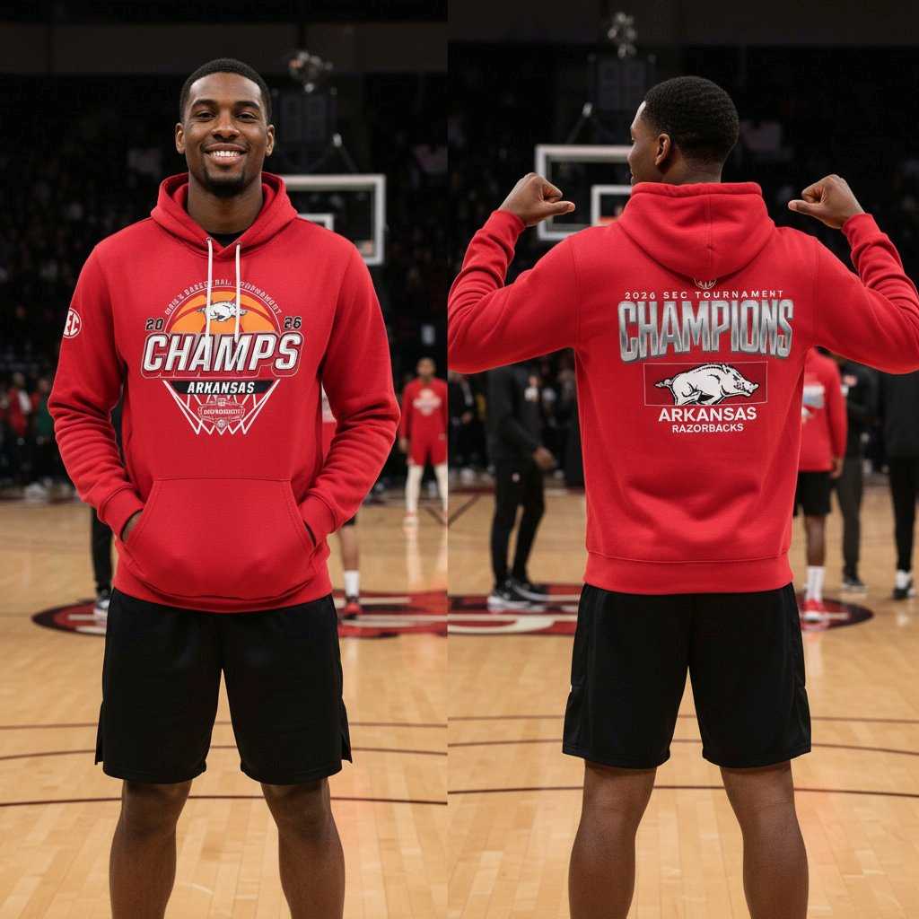 Arkansas Razorbacks 2026 Men’s Basketball Tournament Champions Locket Room Hoodie Tee Arkansas Razorbacks 2026 Men’s Basketball Tournament Champions Locket Room Hoodie Tee