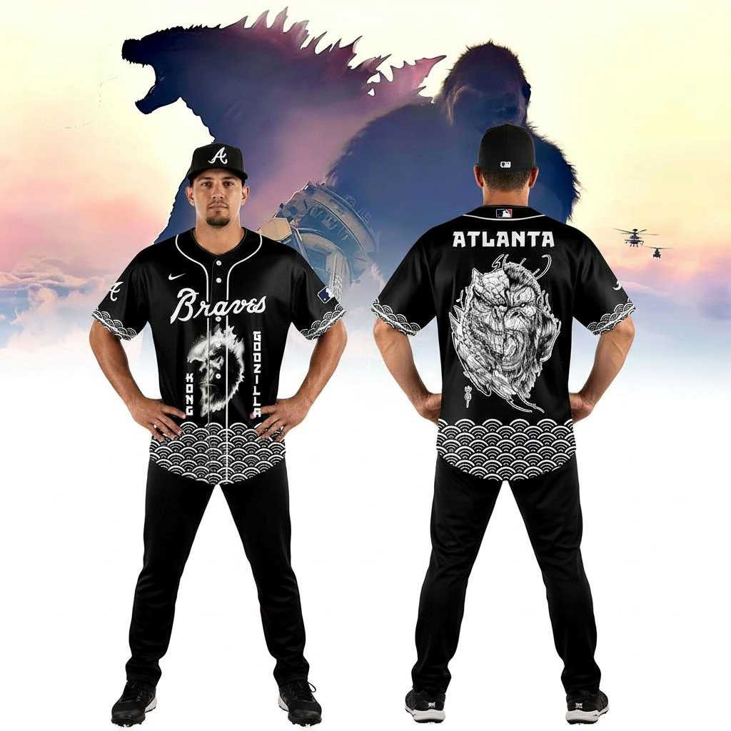 Atlanta Braves GODZILLA KONG Baseball Jersey