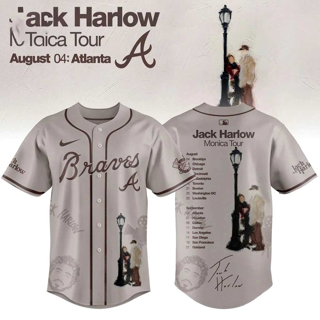 Atlanta Braves Jack Harlow Monica Tour 2026 Baseball Jersey Atlanta Braves Jack Harlow Monica Tour 2026 Baseball Jersey