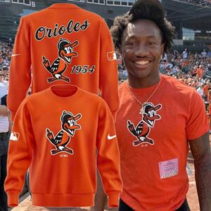 Orange Baltimore Orioles 2026 The Oriole Bird 1954 Shirt Hoodie featuring the vintage 1954 Oriole bird logo.
