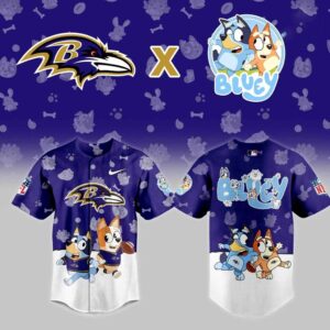 Baltimore Ravens Bluey Night Baseball Jersey