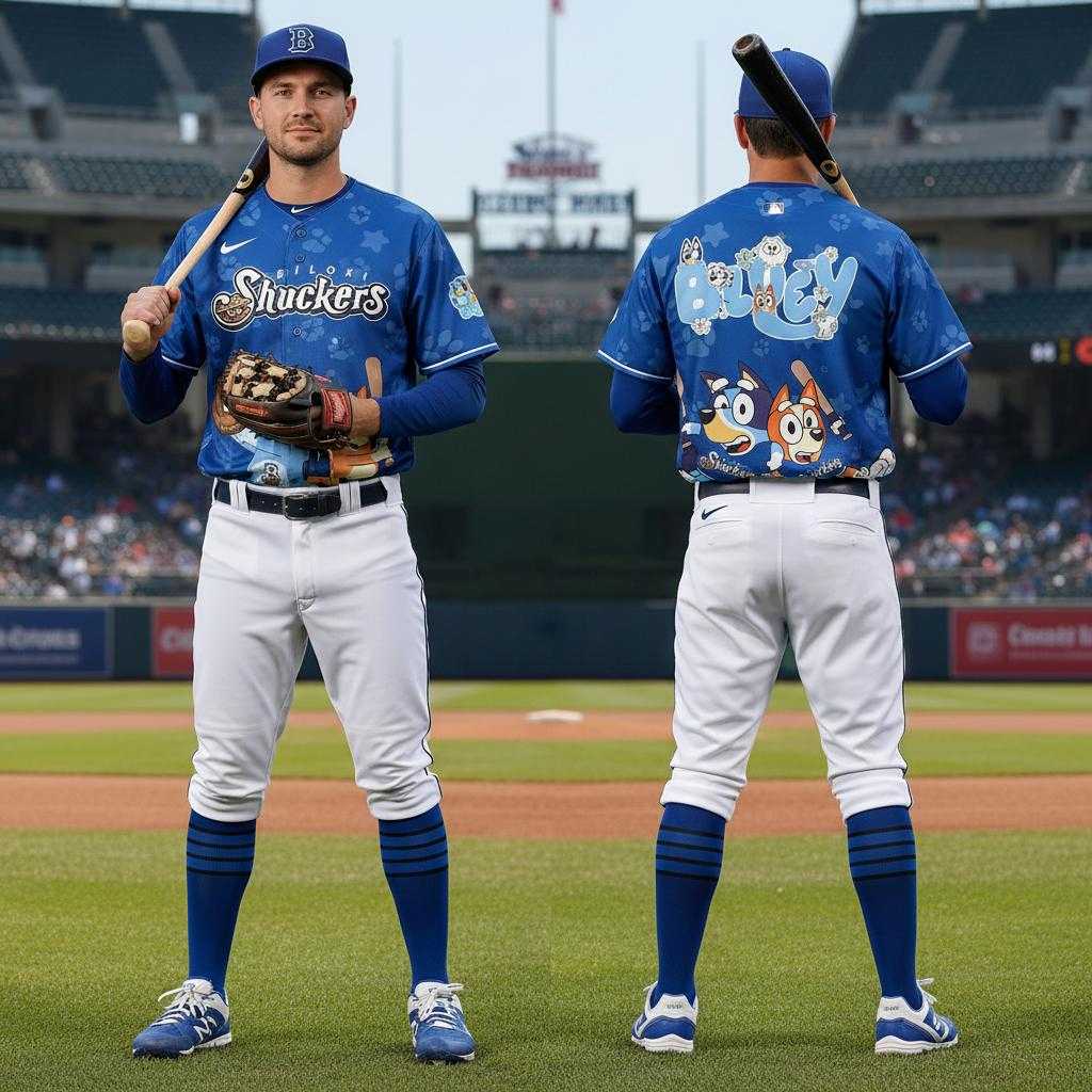 Biloxi Shuckers Bluey Night Limited Baseball Jersey