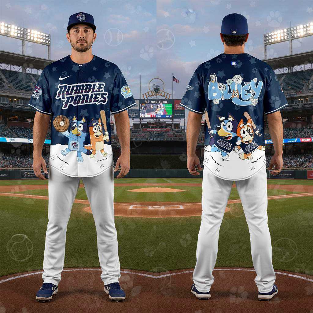 Binghamton Rumble Ponies Bluey Night Limited Baseball Jersey