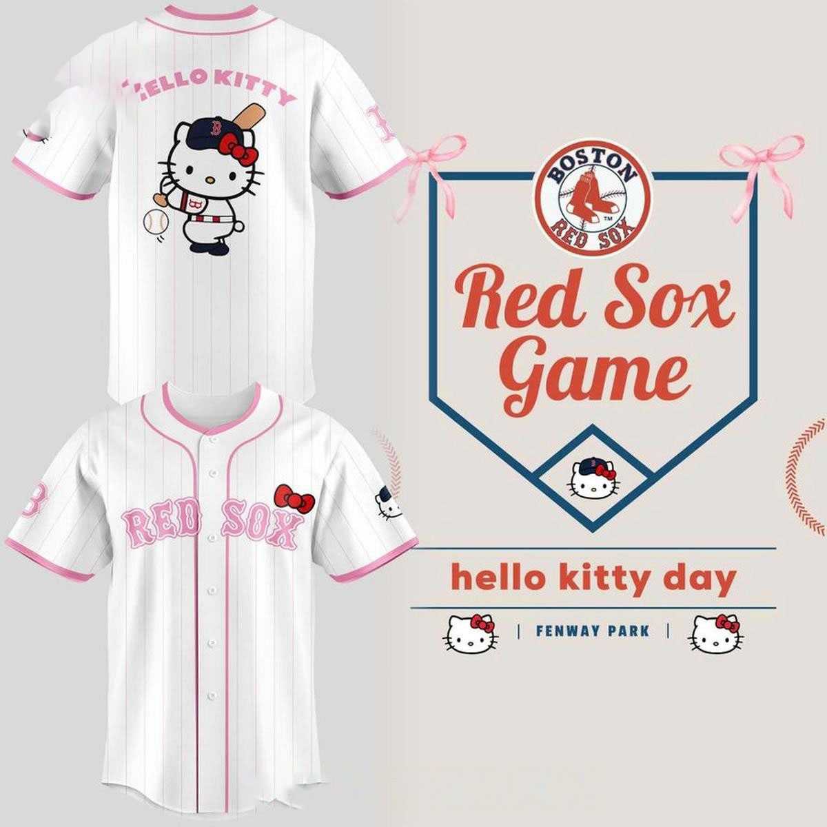 Boston Red Sox 2026 Hello Kitty Day Custom Baseball Jersey Boston Red Sox 2026 Hello Kitty Day Custom Baseball Jersey
