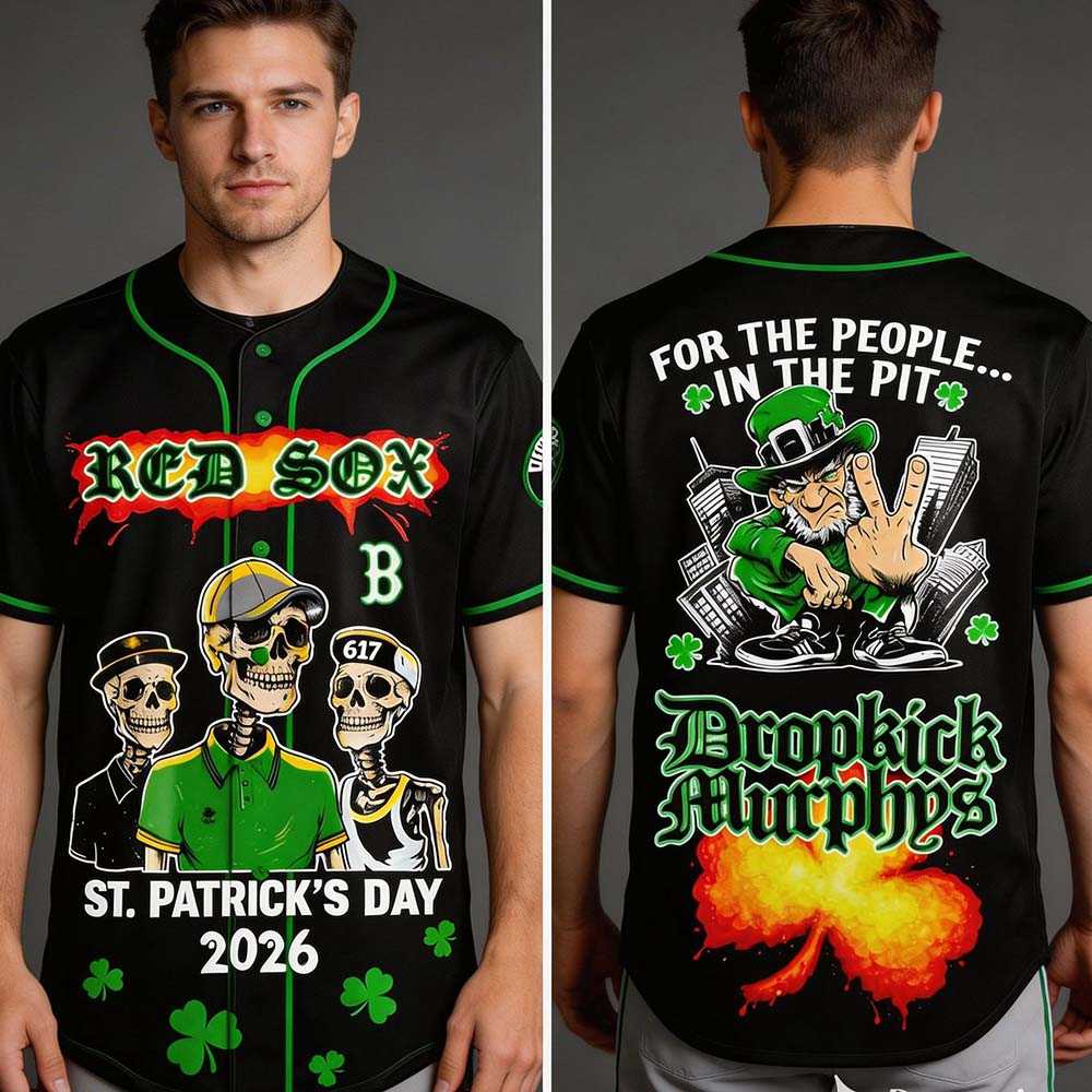 Boston Red Sox Dropkick Murphys St Patrick’s Day 2026 Tour Black Jersey