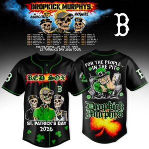 Boston Red Sox Dropkick Murphys St Patrick’s Day 2026 Tour Black Jersey