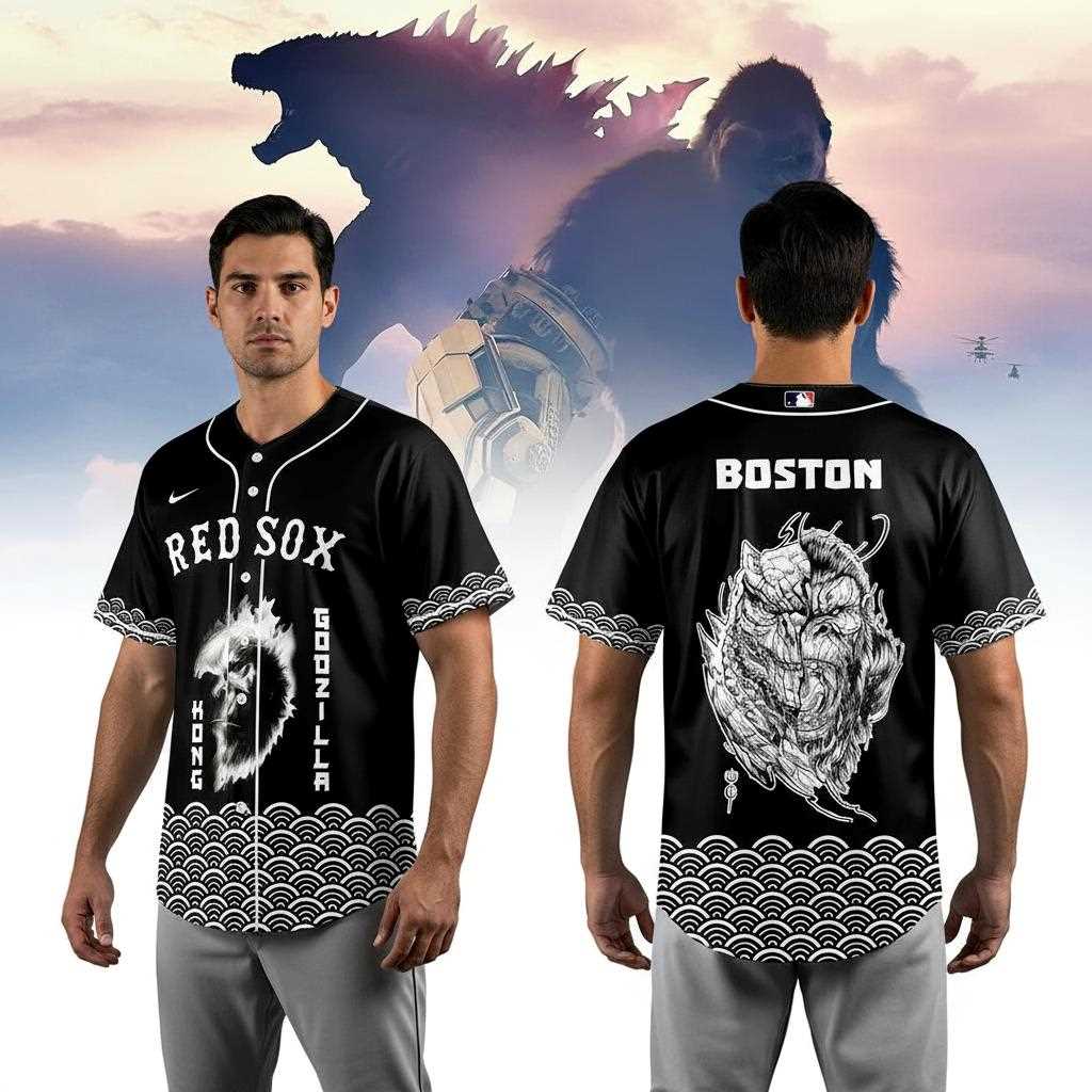 Boston Red Sox GODZILLA KONG Baseball Jersey Boston Red Sox GODZILLA KONG Baseball Jersey