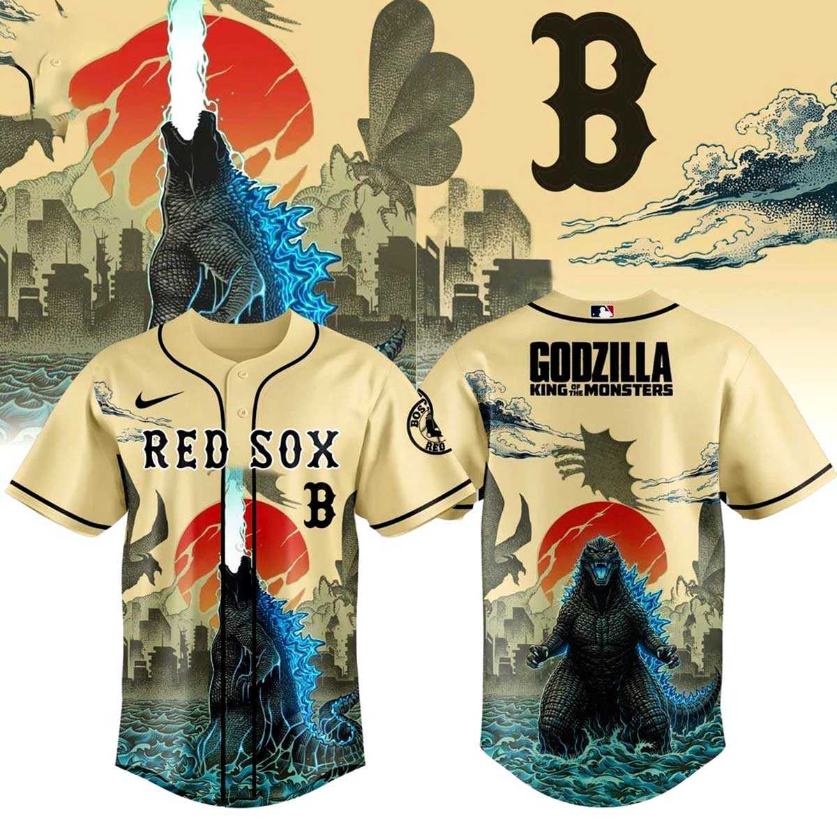 Boston Red Sox Godzilla King of The Monsters Baseball Jersey