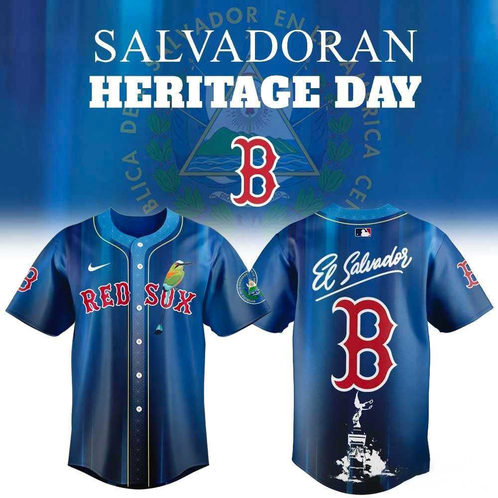 Boston Red Sox Salvadoran Heritage Day 2026 Baseball Jersey Boston Red Sox Salvadoran Heritage Day 2026 Baseball Jersey