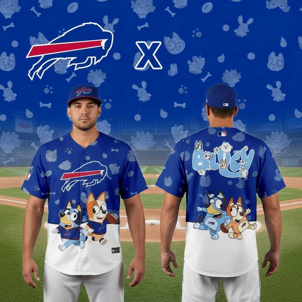 Buffalo Bills Bluey Night Baseball Jersey