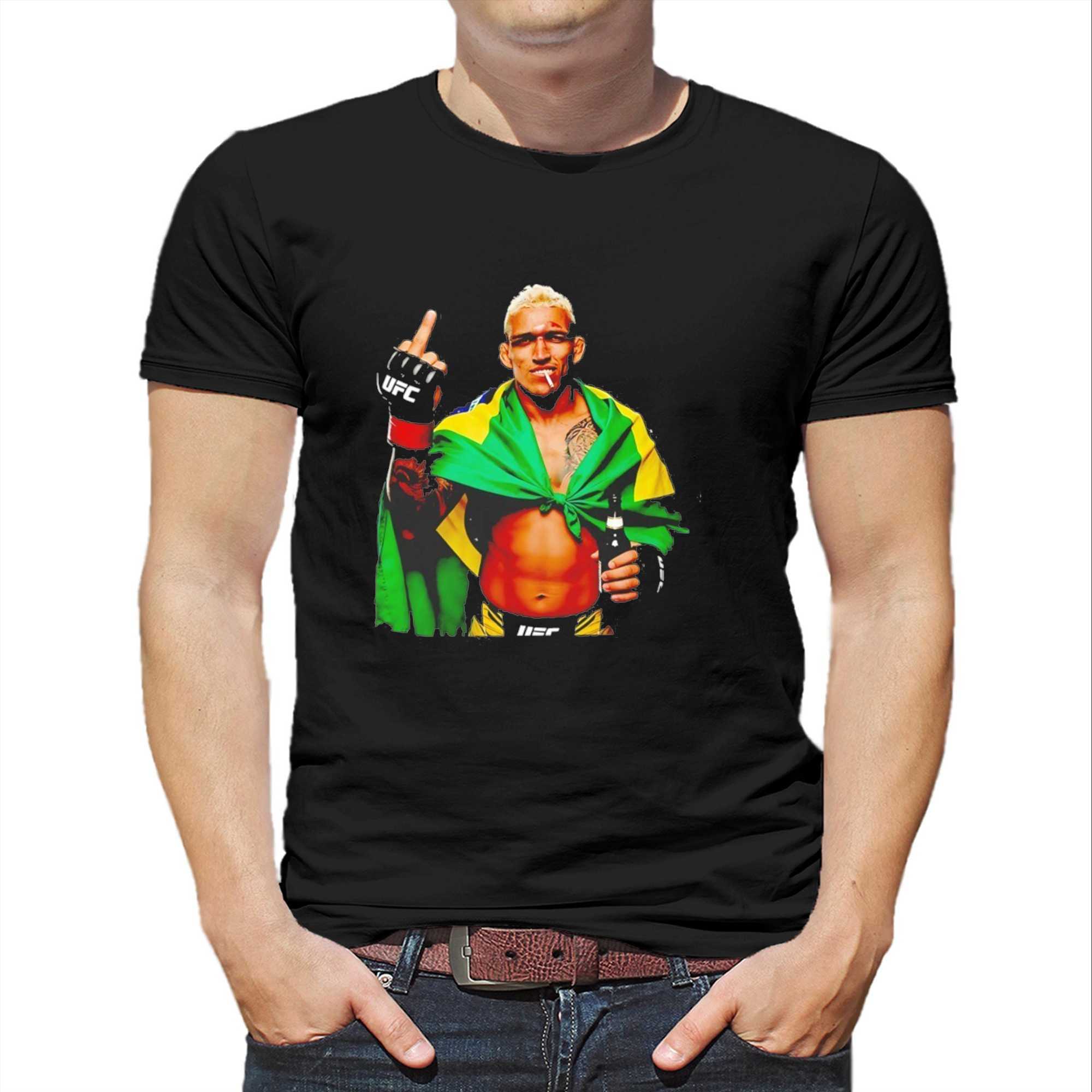 Charles Oliveira middle finger smoking and drinking beer Tee